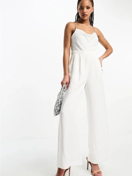 ANTONIO MELANI Pants - ANTONIO MELANI White Wide-Leg Cowl-Neck Jumpsuit
